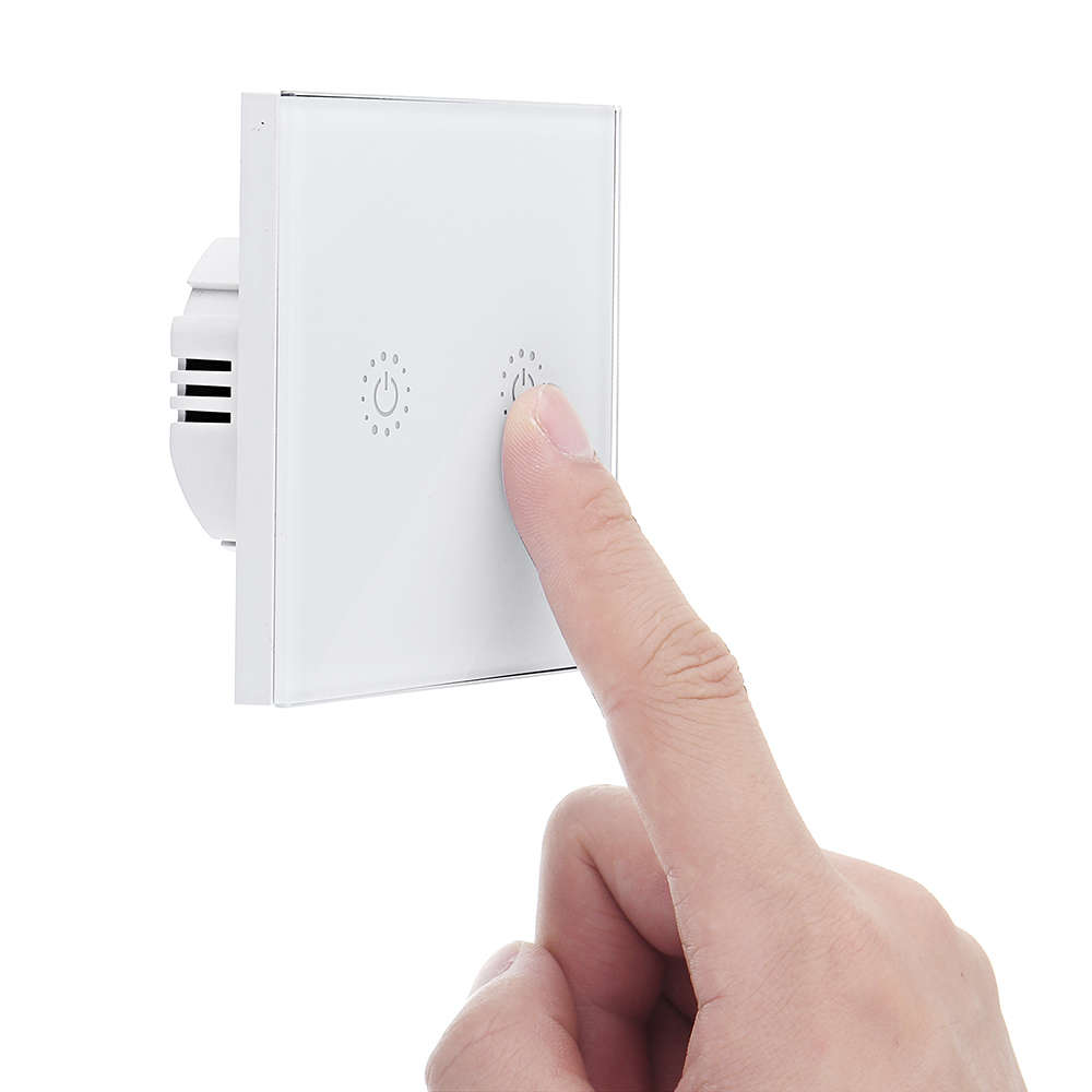 New Tuya Smart Life EU 2 Gang Smart WIFI Light Switch Interruptor Touch Wall Power Switch App