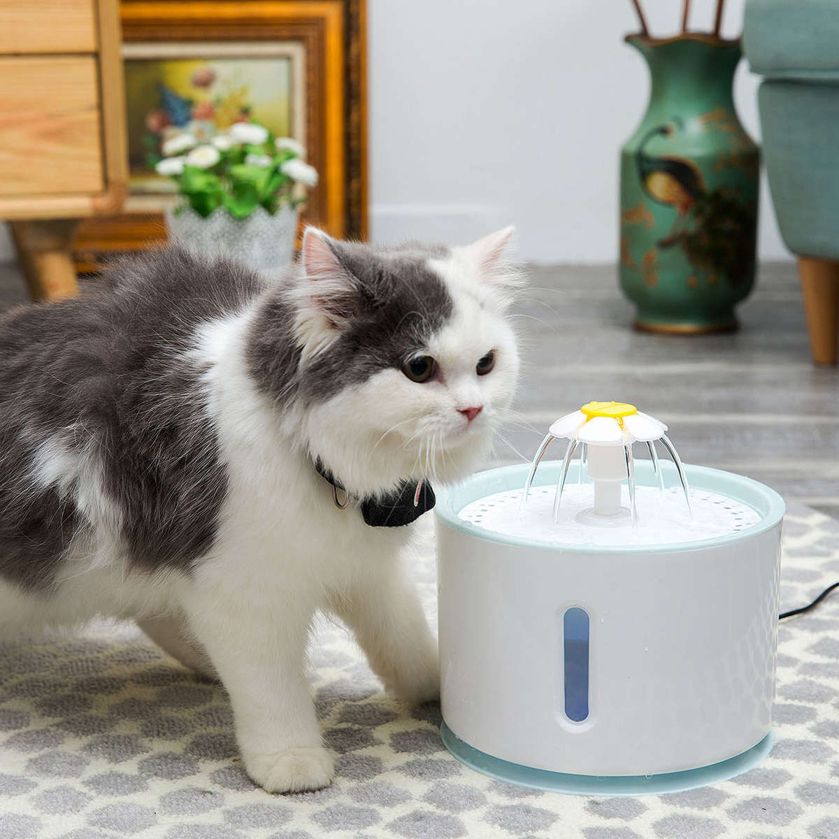 2.4L LED Automatic Electric Pet Water Fountain Electric Filter Mute Wate
