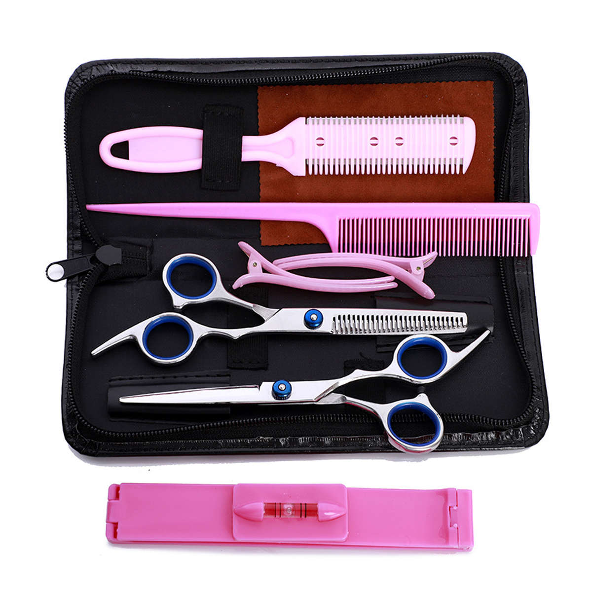 9pcs Hair Cutting Scissors Thinning Shears Comb Clips Cape Scissors Wallet For