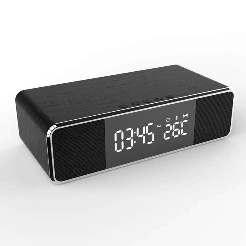 Wireless bluetooth Alarm Clock Phone Charger FM Radio Table Digital Thermometer With Alarm Clock Dis