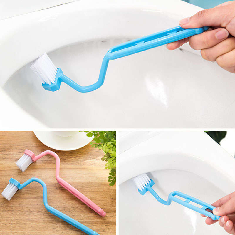 Portable Toilet Brush Scrubber V-type Cleaner Cleaning Brush Bent Bowl Handle Cleaning Brushes...