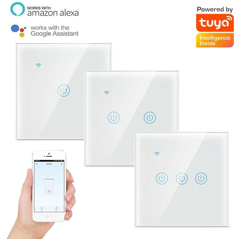Tuya WIFI 2.4GHZ 1/2/3 Gang Touch Switch Two-wire Shared Panel Home Lighting Wo