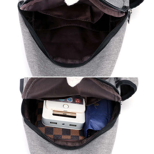 Men Oxford Large Capacity Casual Outdoor Travel USB Charging Port Sling Bag Chest Bag Cross (NO. 07)