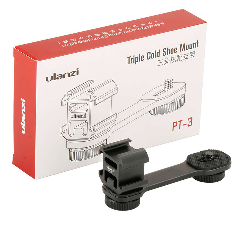 Ulanzi PT-3 Metal Extention Bar Flash Light Bracket with 3 Cold Shoe Mounts