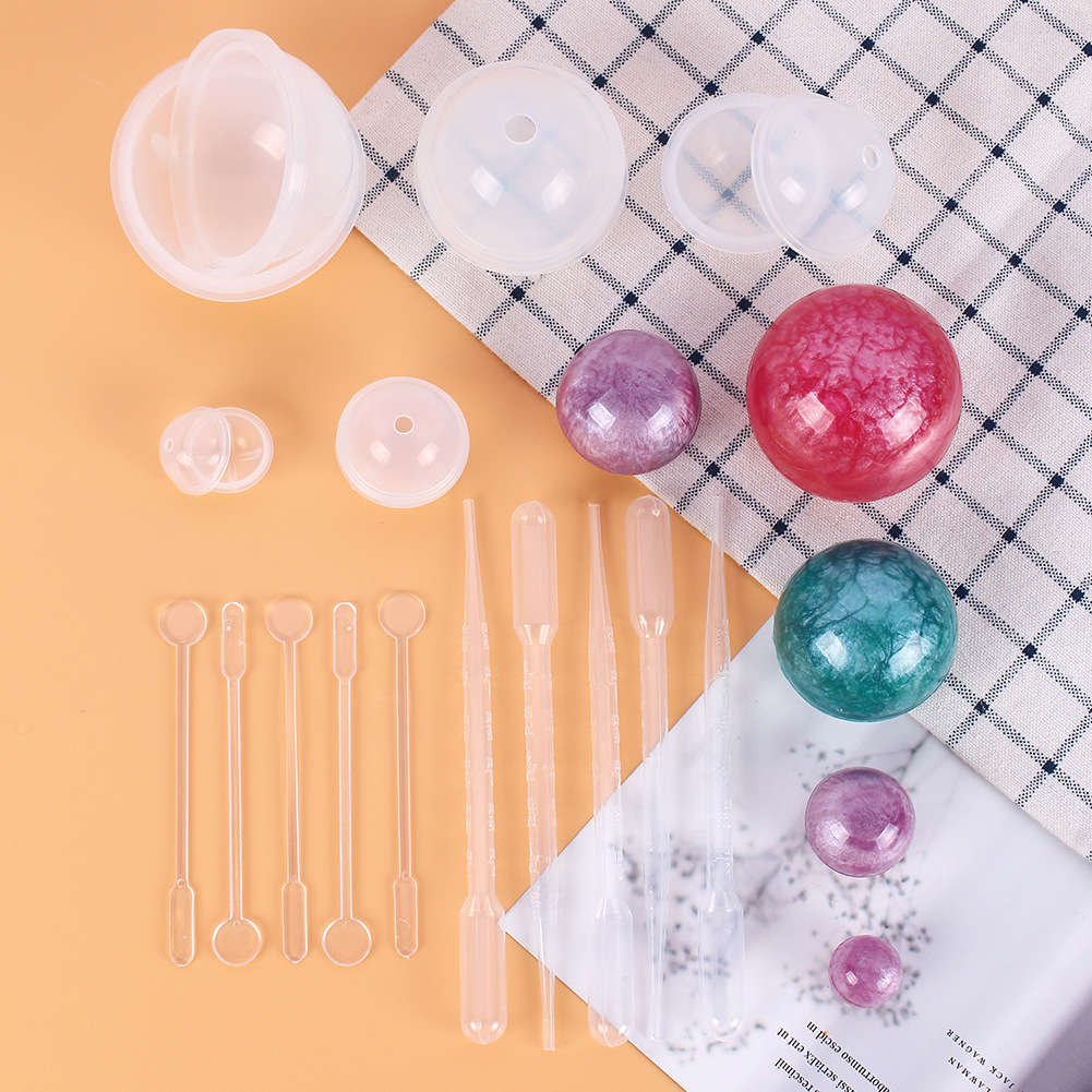 15Pcs Sphere Silicone Epoxy Molds Round Ball Jewelry Candle Resin Mould Tools DIY