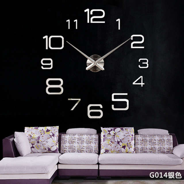 Creative Personality Simple Fashion Wall Clock 3d Acrylic Mirror Wall Stickers...-(Color Black G004)