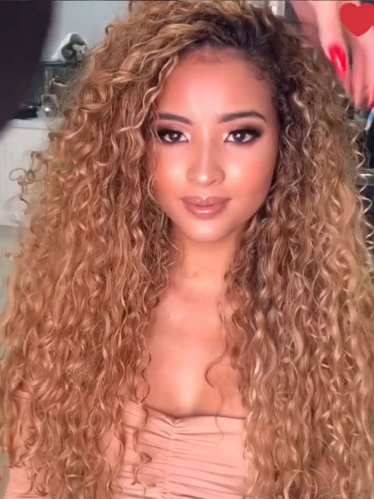 Brown Gradient Long Curly Hair Fluffy Afro Small Curly Wig Chemical Fiber Full Head Cover Wig