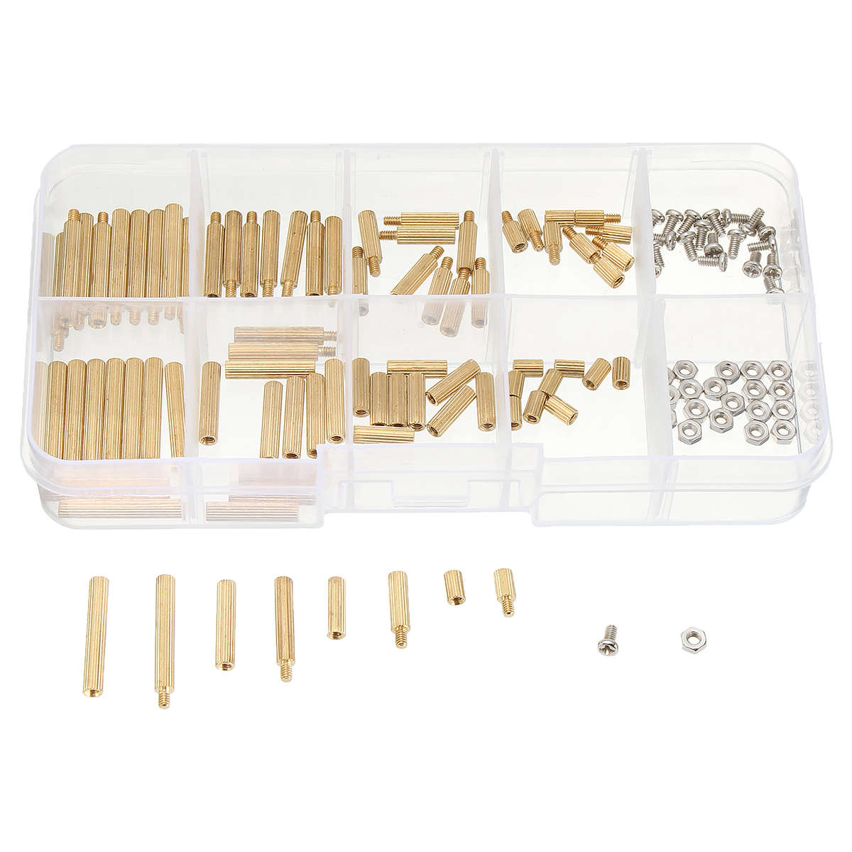 Suleve M2BT2 120Pcs M2 Brass Knurled Standoff Male Female Round Column Pillar Spacer for PCB Bo