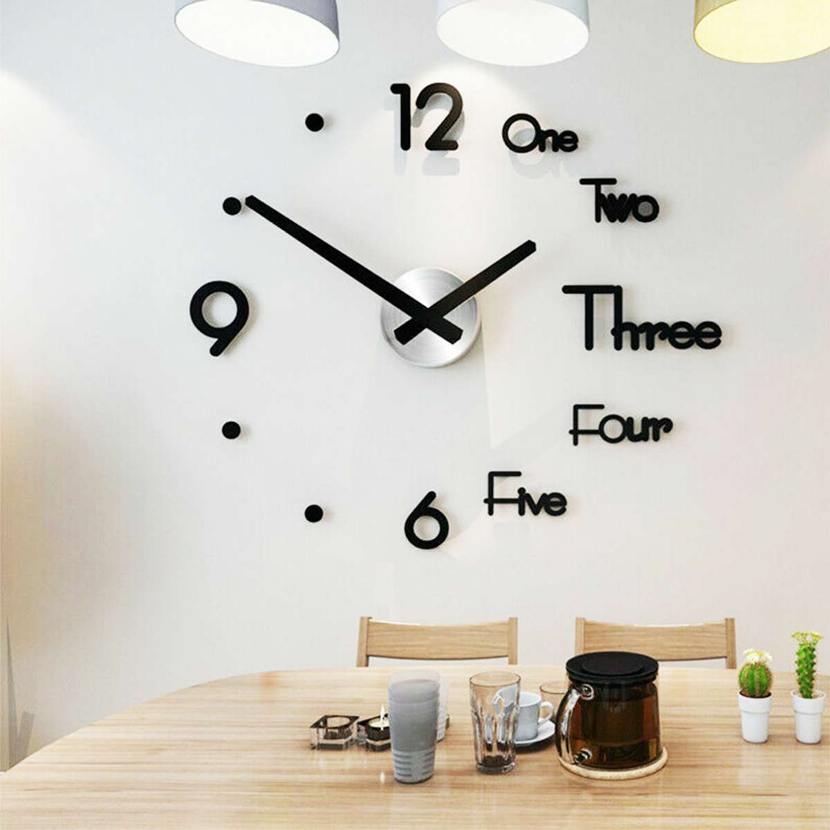 3D DIY Wall Clock Sticker Watch Sticker Acrylic Modern Home Room Decor Unique