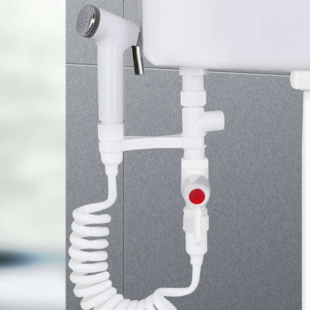 ABS Portable Bidet Sprayer Set Handheld Toilet Bidet Retractable w/ 1.5m Spring 1/2 Hose Adapter Fre