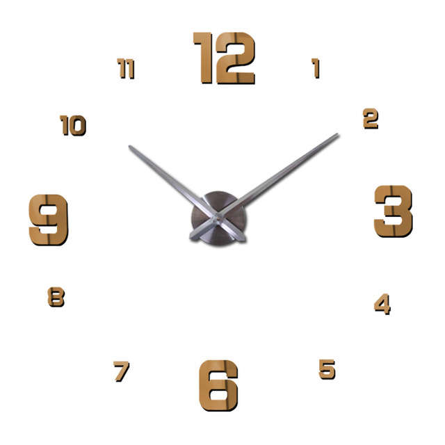 New Acrylic Mirror Clock Creative Diy Wall Clock Large Size Decorative Wall Clock Stereo Wall