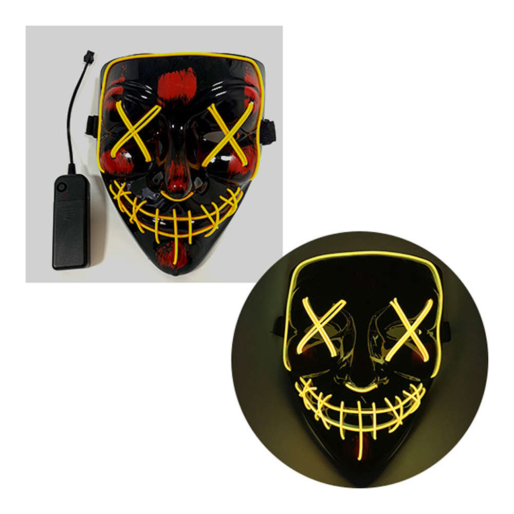Halloween LED Mask Purge Masks Election Mascara Costume DJ Party Light Up Masks Glow I (Color White)