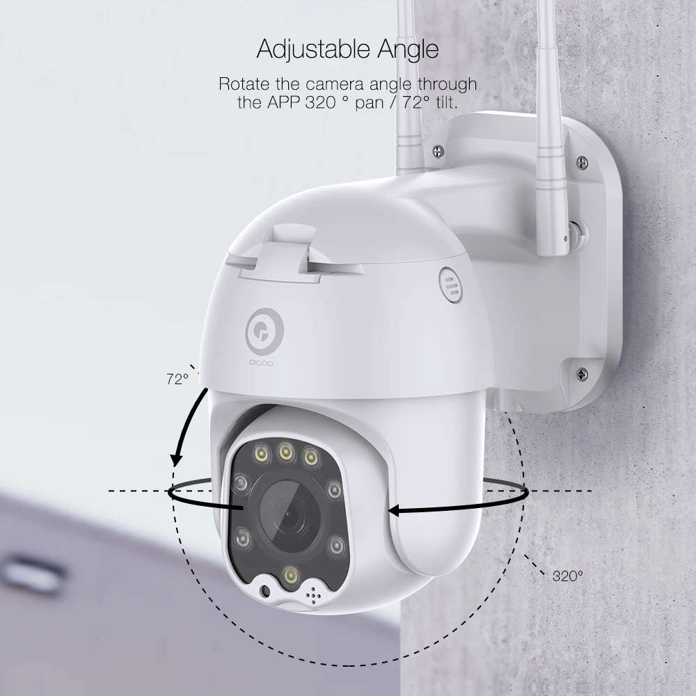 DIGOO DG-ZXC40 320 PTZ 5MP 1080P 8 LED WIFI Speed Dome IP Camera IR Full-color