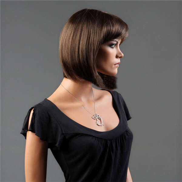 Fashion wig women`s short straight hair - Dark Brown