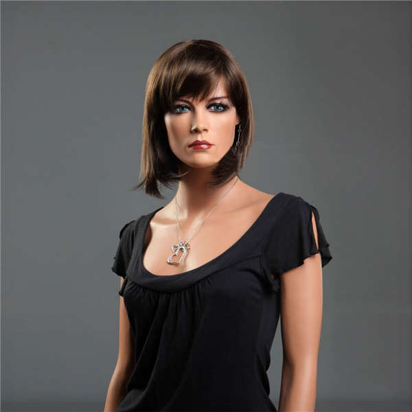 Fashion wig women`s short straight hair - Dark Brown
