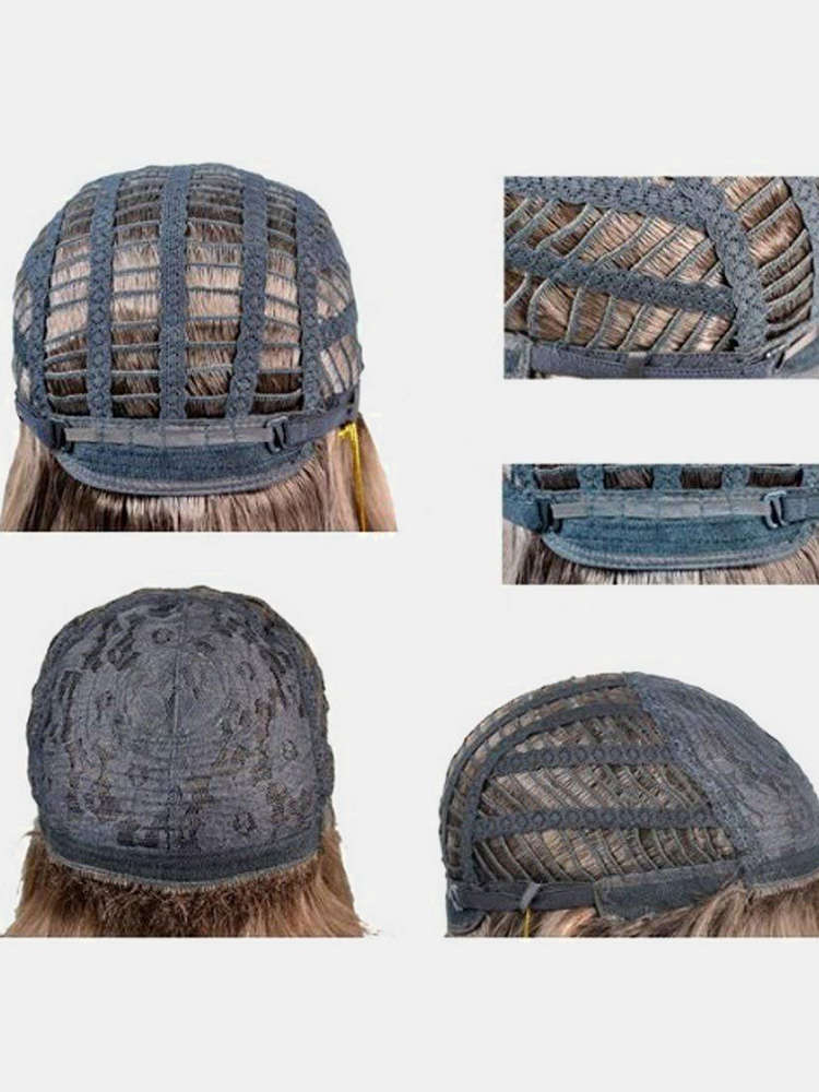 Mixed Color Long Curly Hair Long Bangs High Temperature Fiber Full Head Cover Wig