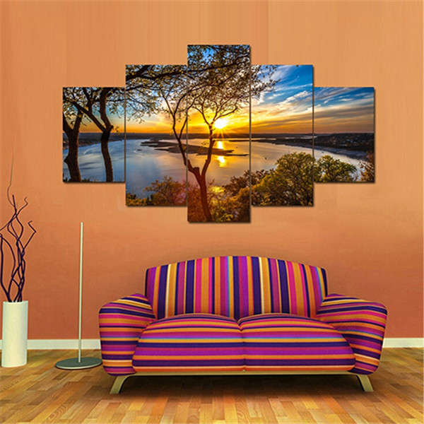 5Pcs Canvas Print Paintings Landscape Wall Decorative Print Art