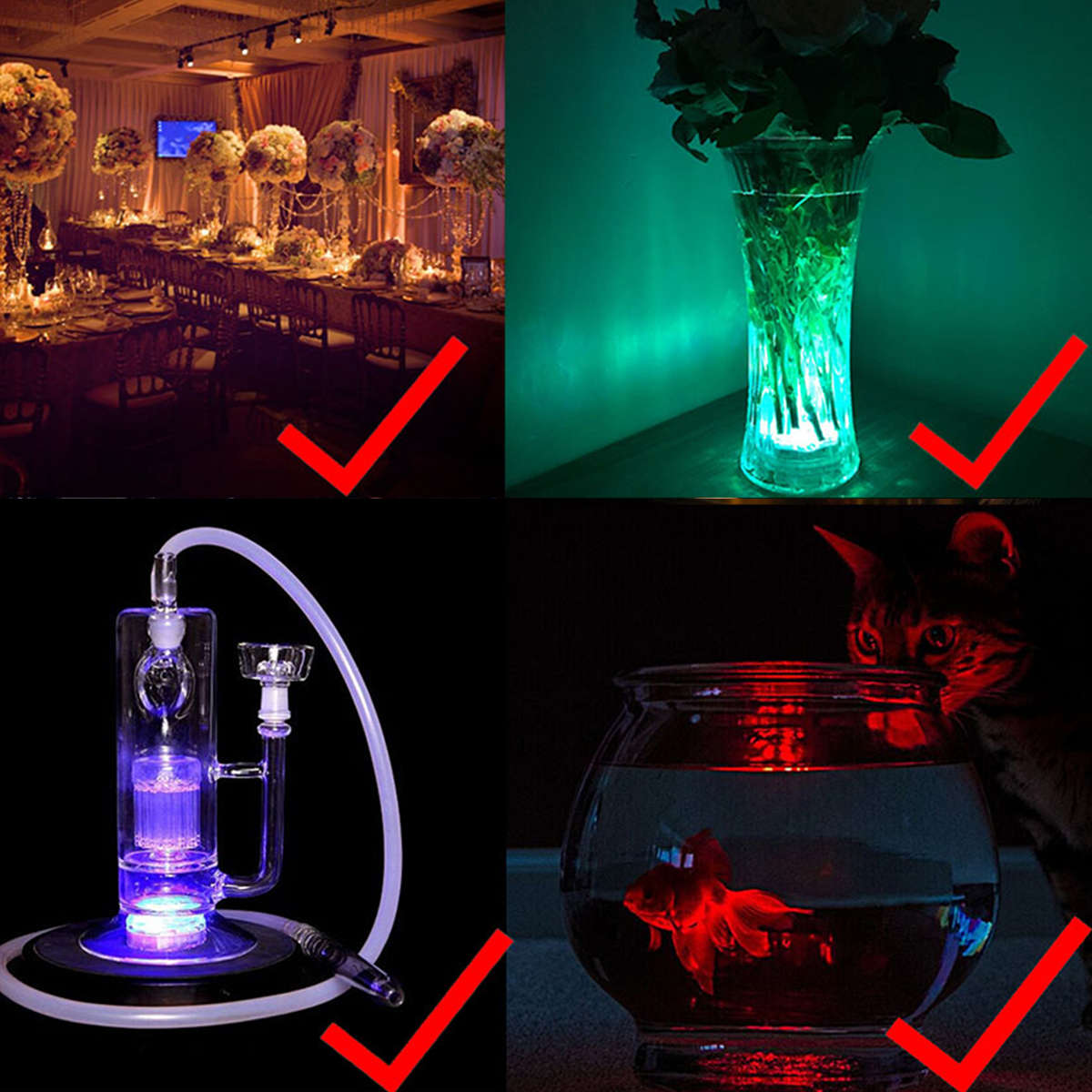 4PCS Multicolor Infrared LED Submersible Swimming Pool Light Remote Control Pond Party Underwater La
