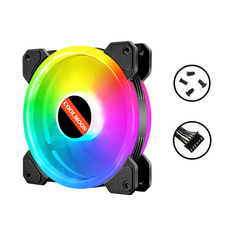 COOLMOON RGB Fan 12cm SUNSHINE-2 Double Ring Inside And Outside Luminous Mute Cooling Computer Case