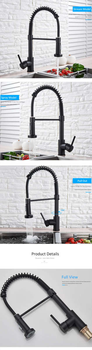 High Quality Matt Black Kitchen Pull Out Sink Faucet, Tap, Mixer - IN STOCK