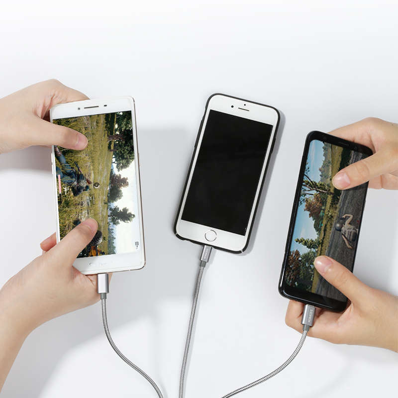 ROMOSS CB25A 3 in 1 for Lightning Type-C Micro USB 2.1A USB Cable for Samsung Galaxy S21 Note S20 ul