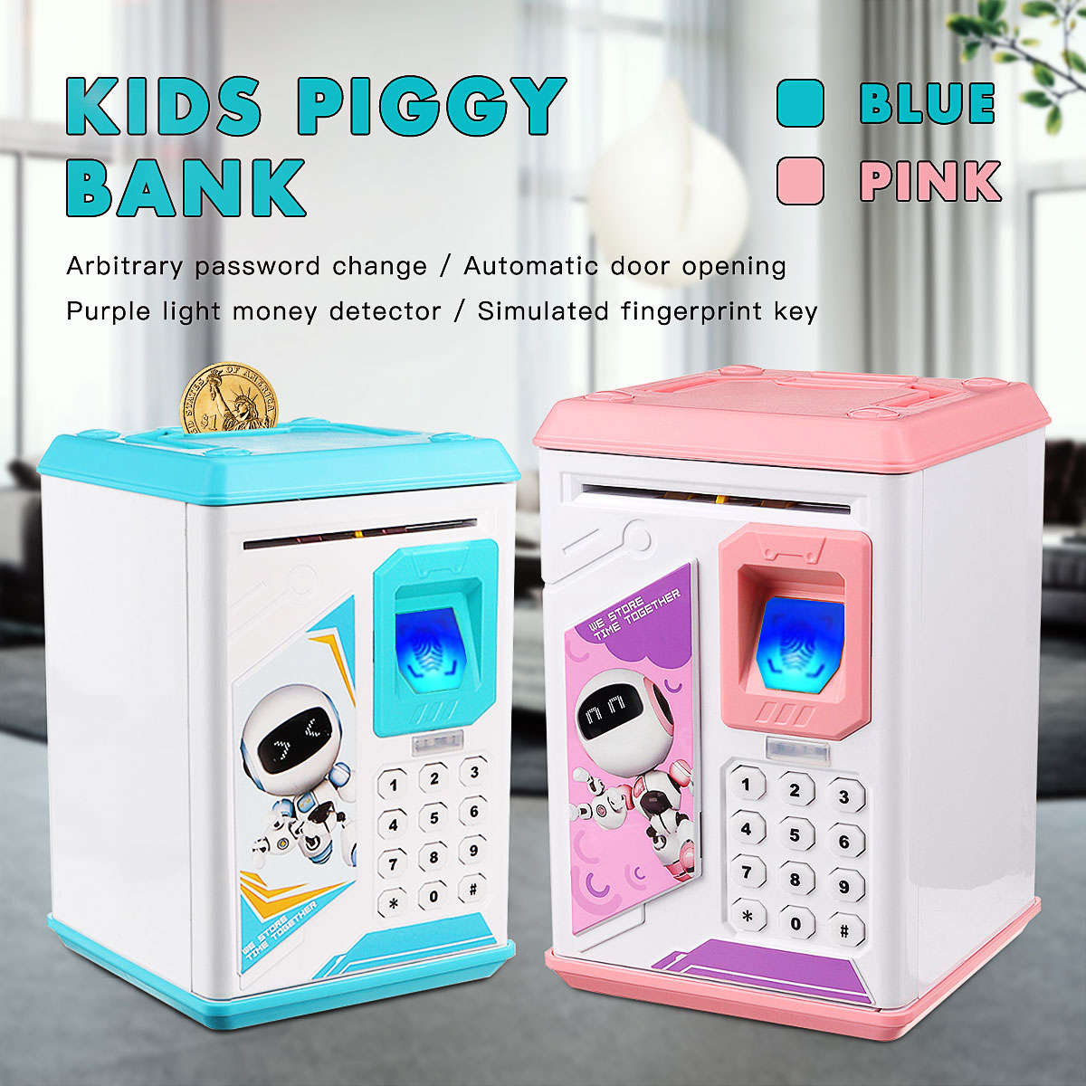Kids ATM Fingerprint Password Money Box