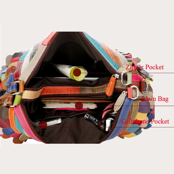 New Women Patchwork Genuine Leather Cowhide Handbag