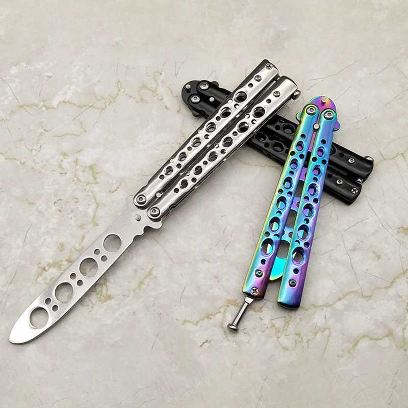 HUOHOU Colorful Stainless Steel EDC Knife Butterfly Training Outdoor Knife Competition Knife Blunt T