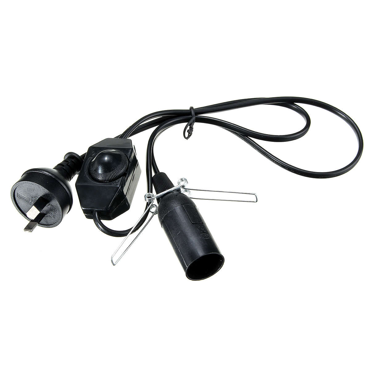 Himalayan Salt Lamp Black White E14 Light Bulb Electric Power Cord Holder Adapter Socket