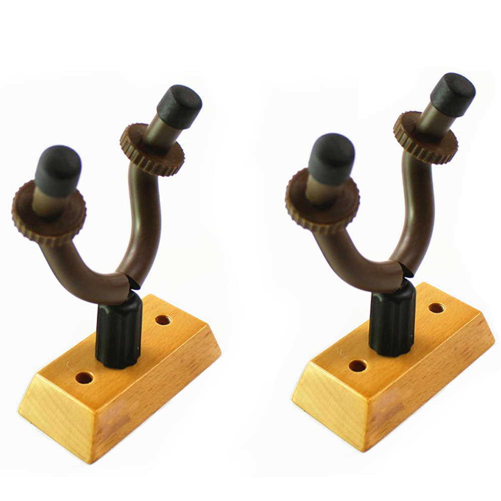 2PCS Wooden Adjustable Wall-Mounted Hooks Stand Holder for Guitar Bass Violin