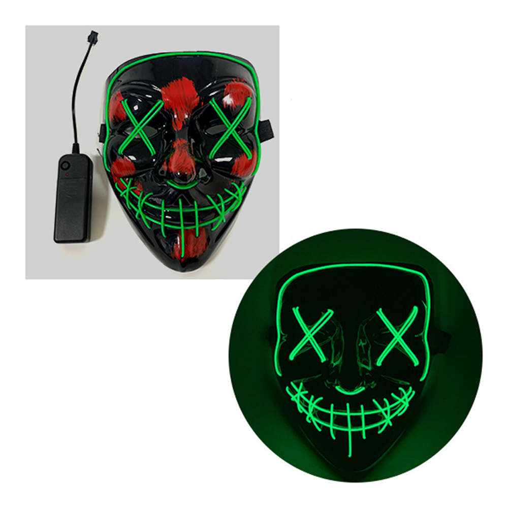 Halloween LED Mask Purge Masks Election Mascara Costume DJ Party Light Up Masks Glow I (Color White)