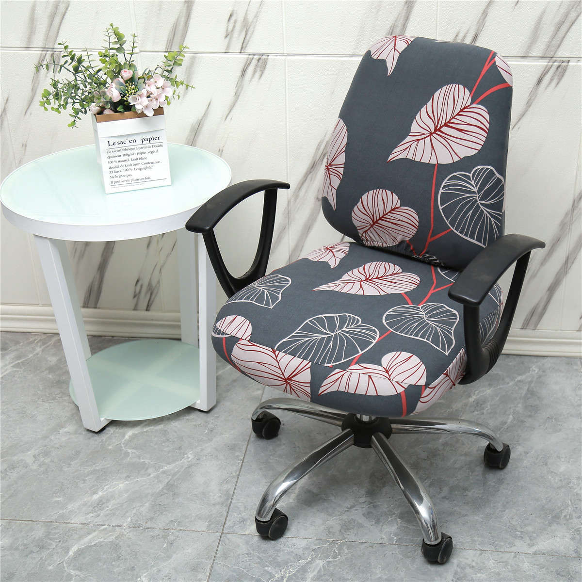 2Pcs/set Elastic Office Chair Cover Computer Rotating Chair Protector Stretch S