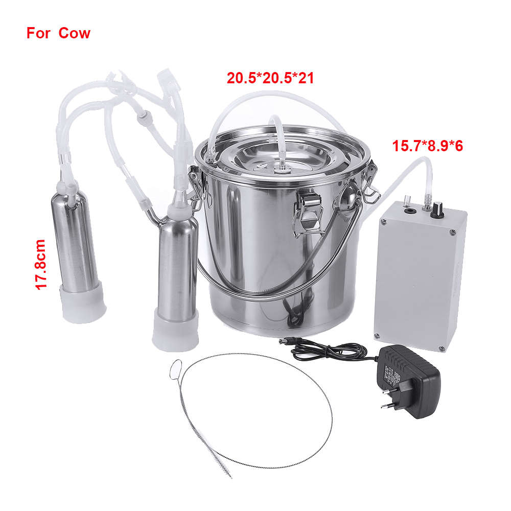 5L Electric Barrel Milking Machine Farm Cow Goat Milker Impulse Type Vacuum Pump Tools