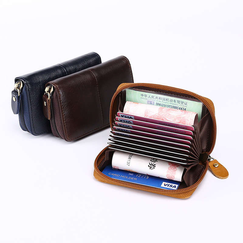 New Leather Card Bag Certificate Package Bank Card Bus Card Sets Card Holder