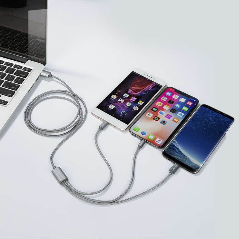 ROMOSS CB25A 3 in 1 for Lightning Type-C Micro USB 2.1A USB Cable for Samsung Galaxy S21 Note S20 ul