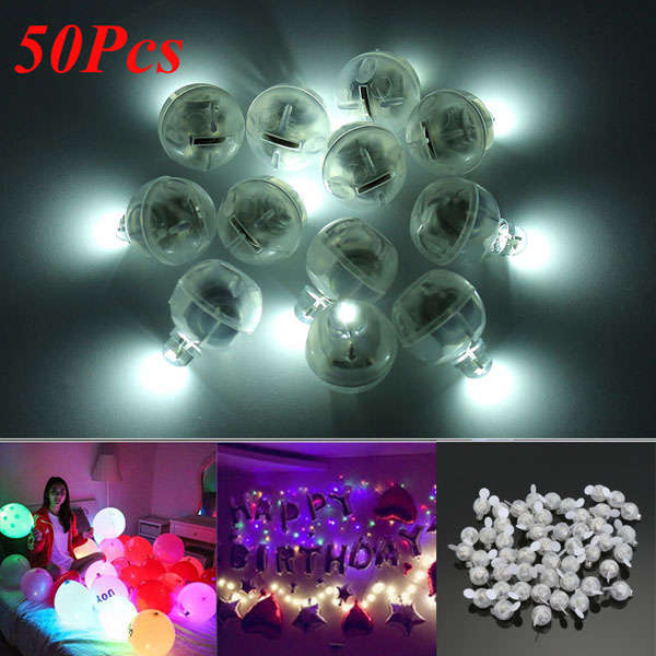 New 50 Pcs White Ball Lamps LED Light Paper Lantern Balloons Wedding Party Chris