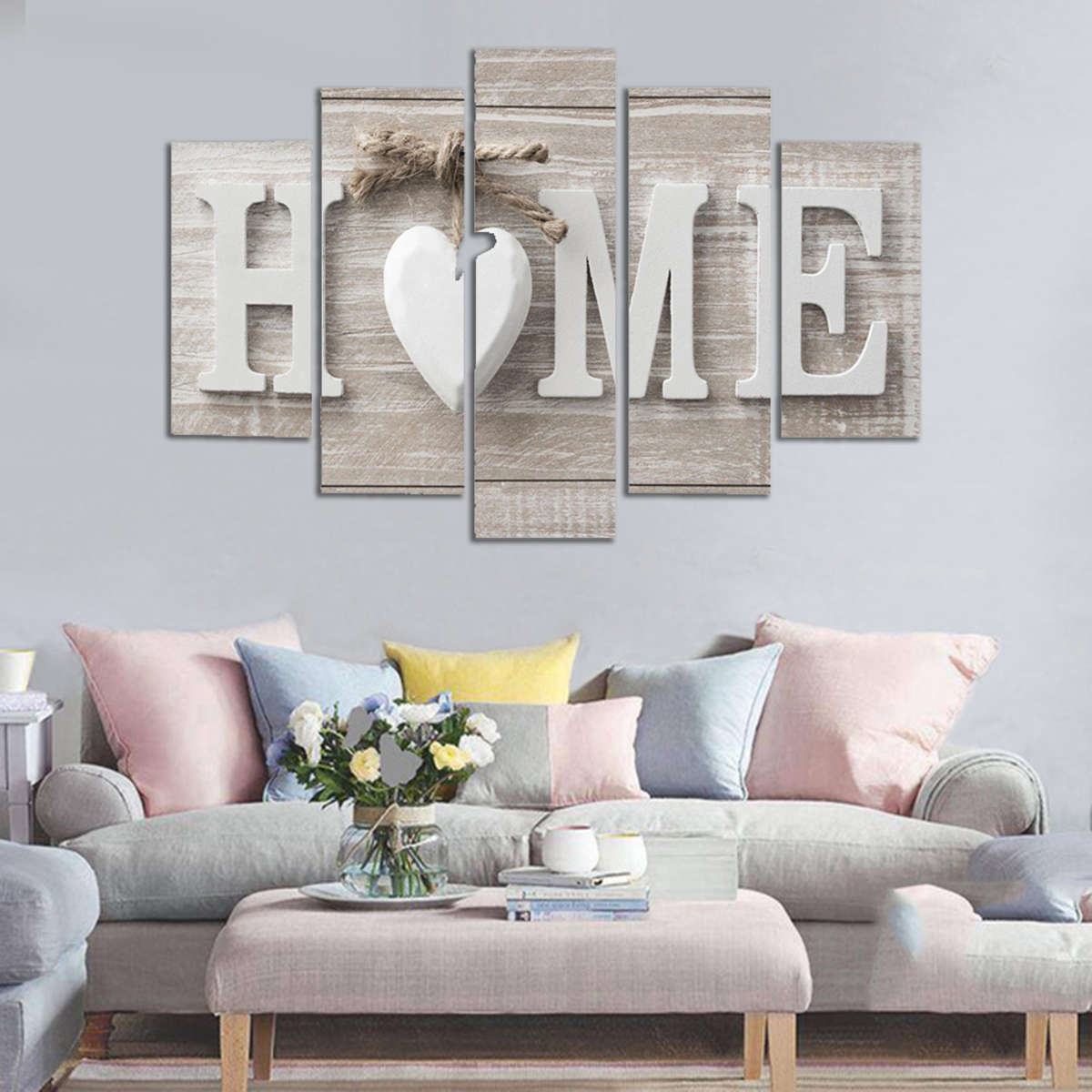 5 Panels Love HOME Wall Art Print Pictures Canvas Wall Art Prints Unframed For Home Decorations...