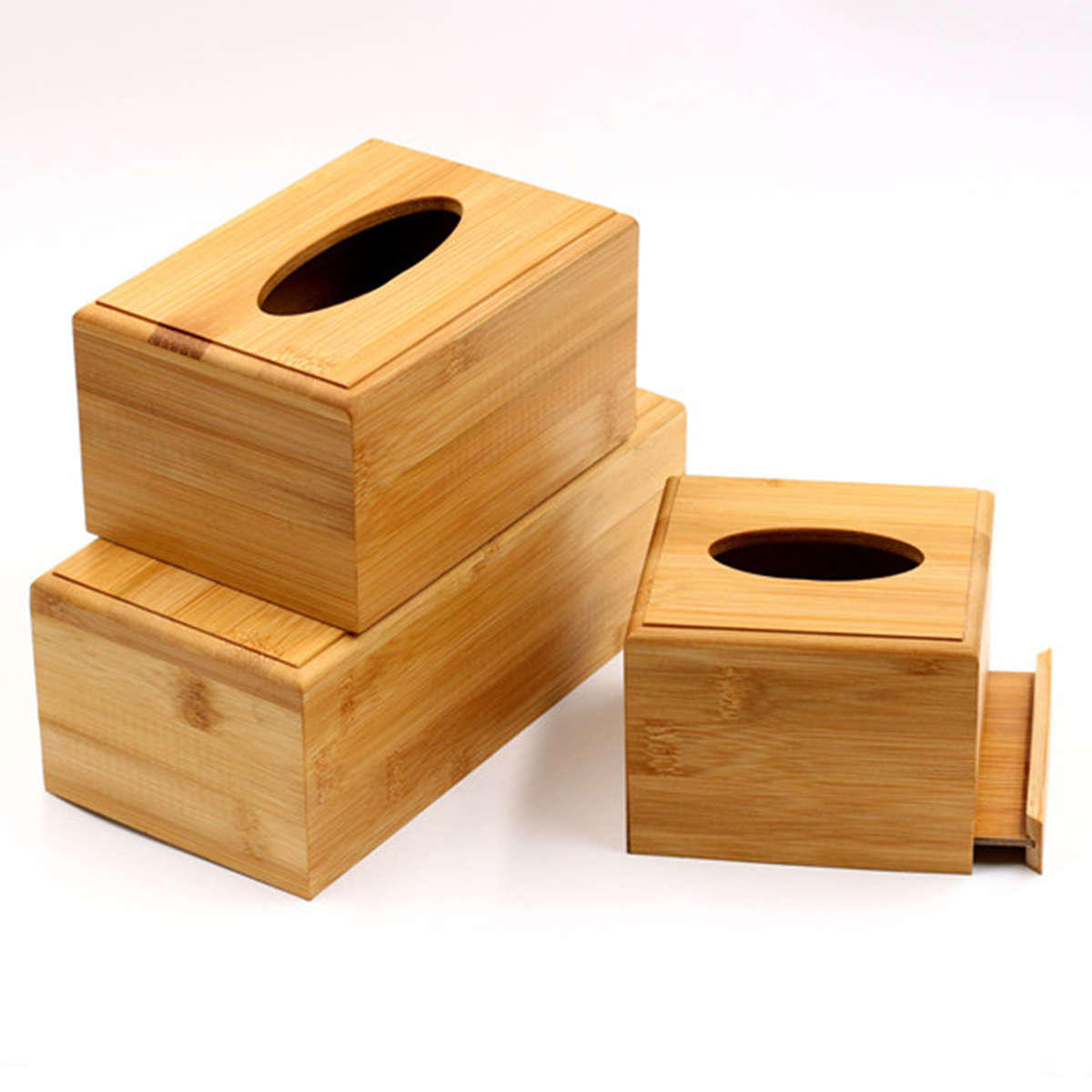 New Creative Plain Wooden Tissue Box Cover Wood Holder Car Home Paper Storage