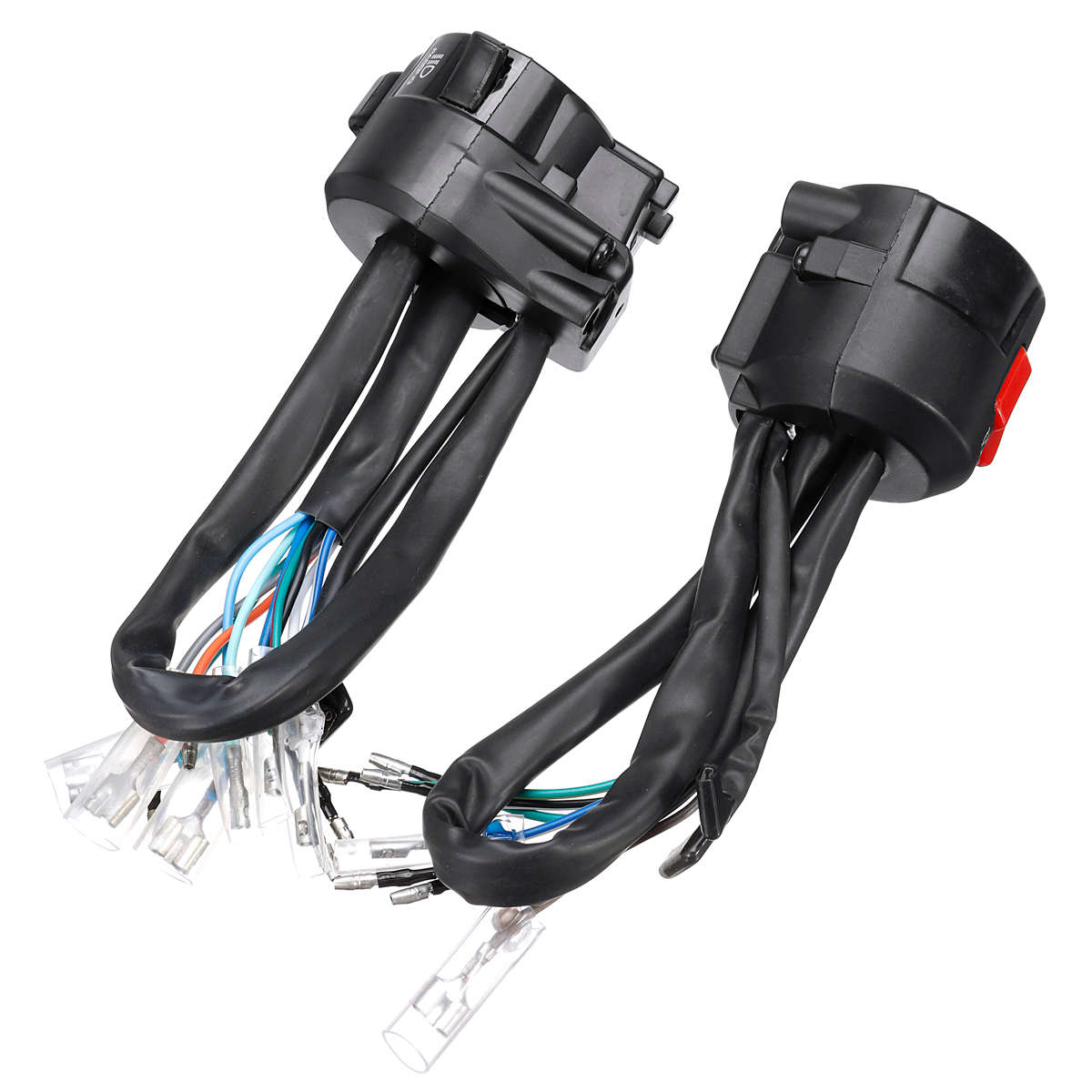 12V Motorcycle 7/8 Handlebar Horn Turn Signal Headlight Electrical Start Switch Double Throttle"...