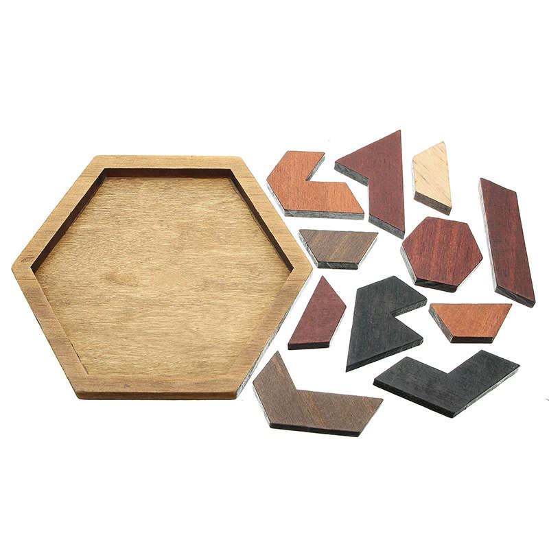 Kids Puzzles Wooden Toys Tangram Jigsaw Board Geometric Shape Children