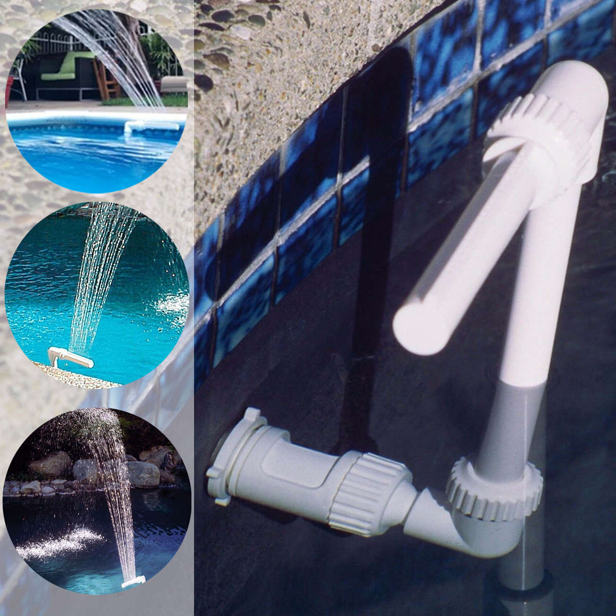 Adjustable Water Fountain Swimming Pool Birdbath Waterfall Pump Garden Pools Pond Outdoor Home Decor