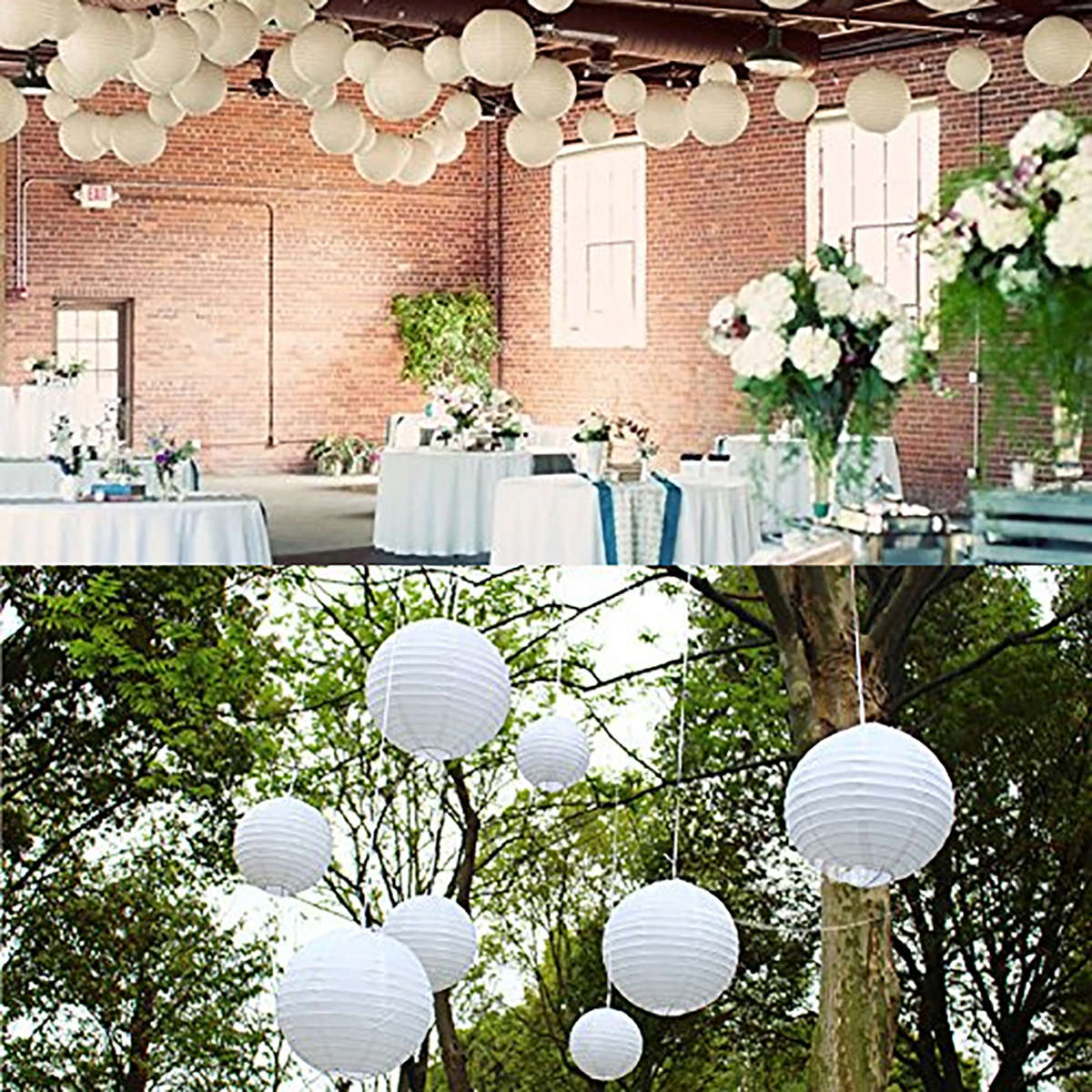 20PCS 4-12" White Paper Lanterns Round Chinese Hanging Ball Lamp Cover for