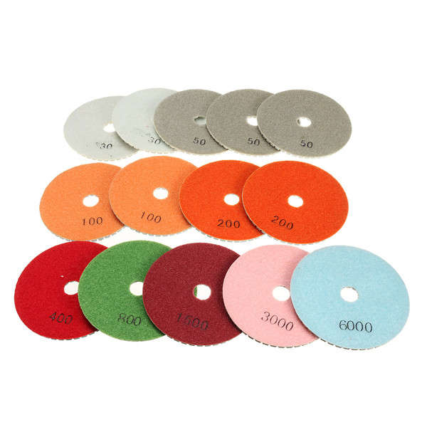 New 15pcs 4 Inch 30-6000 Grit Diamond Polishing Disc with M14 Self-adhesive Pad