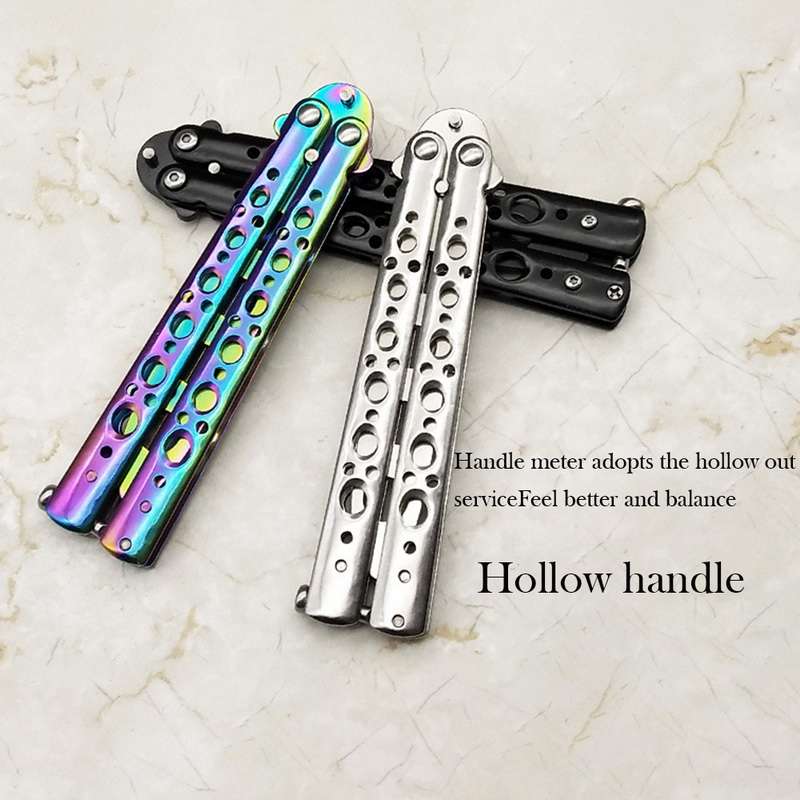 HUOHOU Colorful Stainless Steel EDC Knife Butterfly Training Outdoor Knife Competition Knife Blunt T