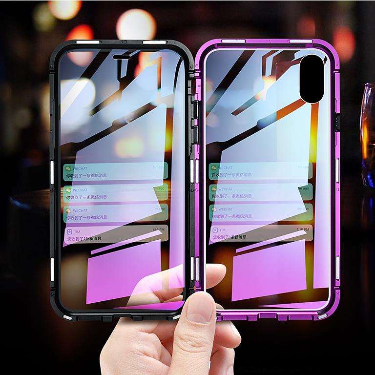 New Bakeey 360 Full Body Magnetic Adsorption Aluminum Front & Back Glass Protective Case