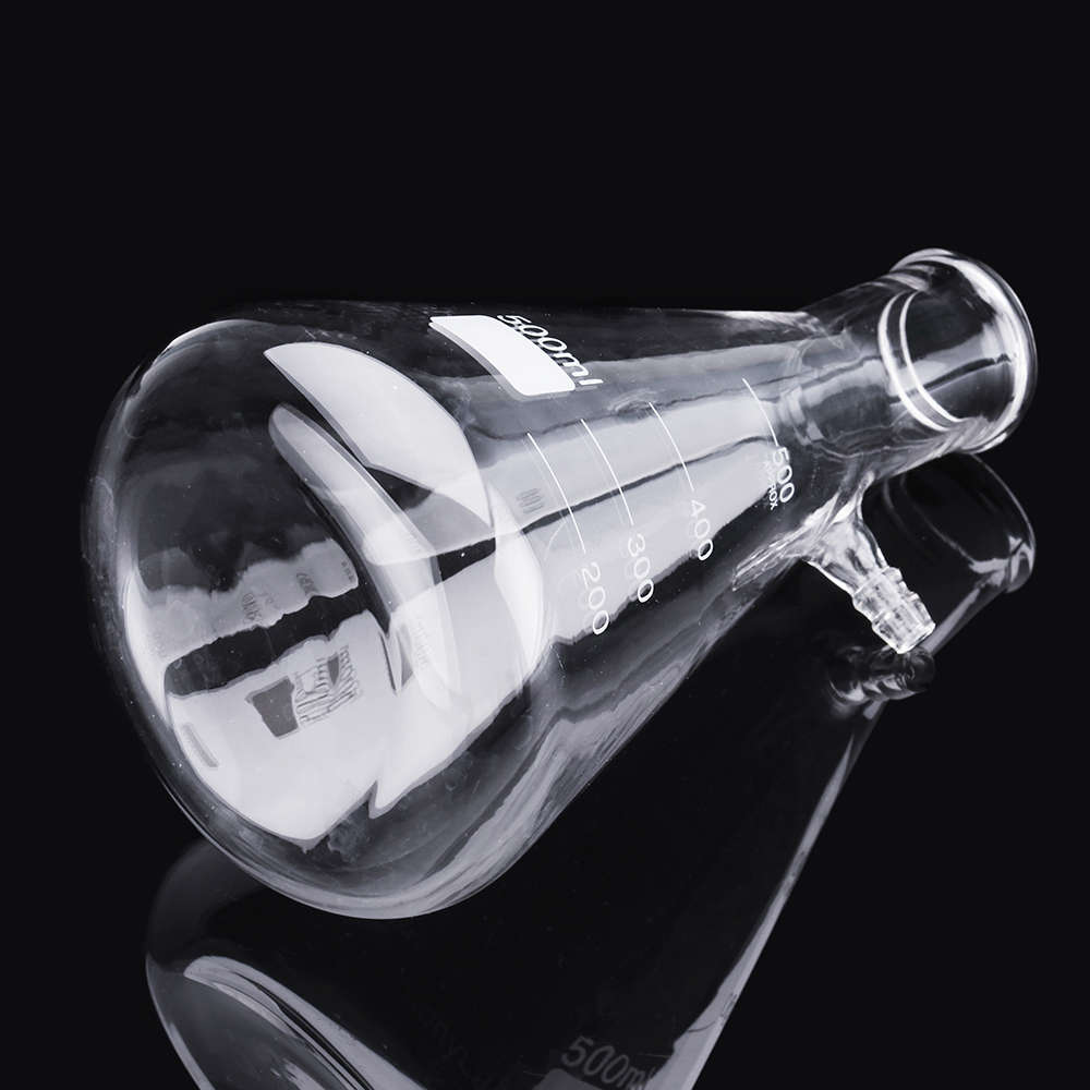 500mL Clear Borosilicate Glass Filtering Flask Vacuum Filtration Flask Bottle Lab Glassware