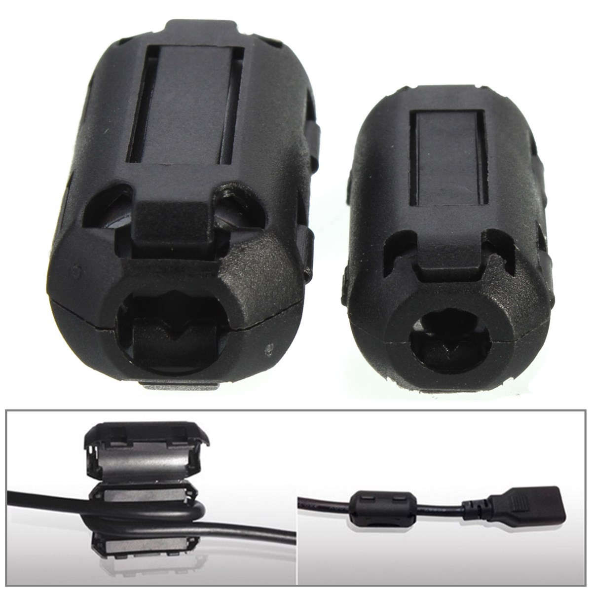 10Pcs Black Cable Wire Clamp Clip RFI EMI EMC Noise Filters Ferrite Core Case