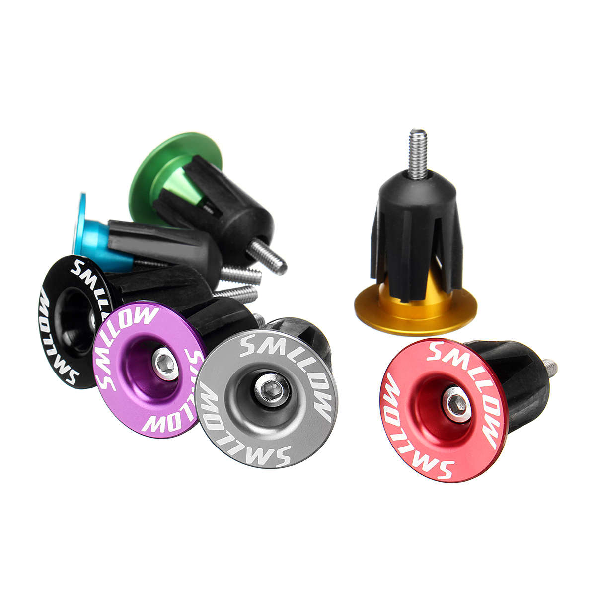SMLLOW 1 Pair Aluminum Alloy Cycling Bike Handlebar Grips Cap Plug Bicycle Handlebar End Plugs