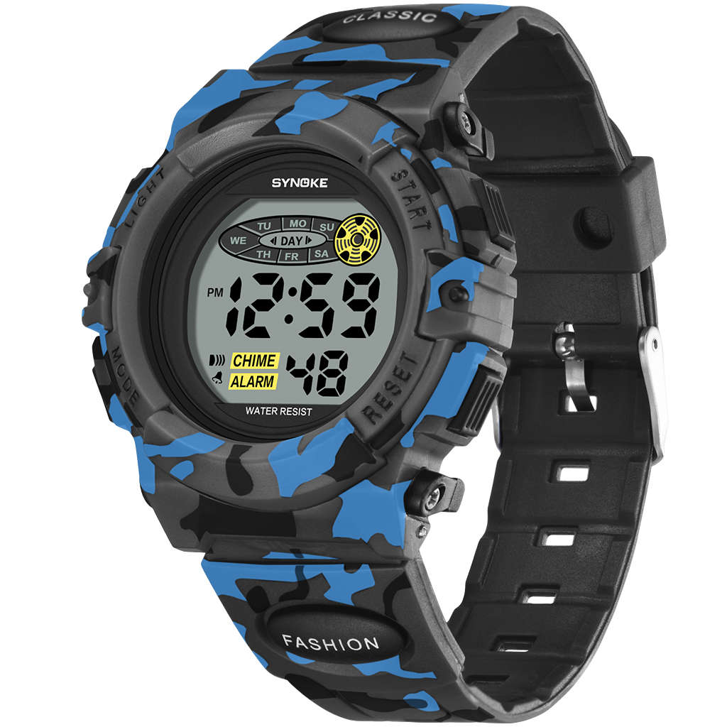 SYNOKE 9035 Kids LED Colorful Luminous Camouflage Sport Digital Watch