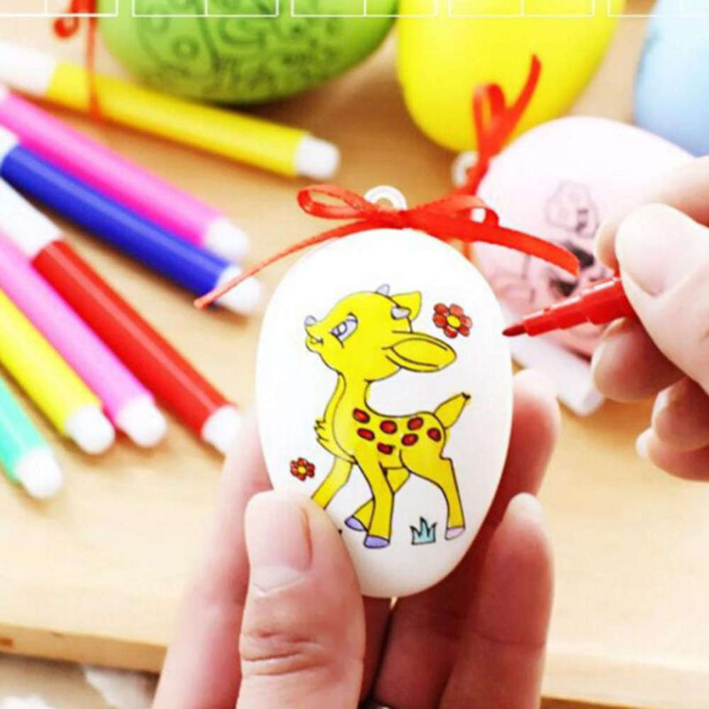 20Pcs/Set DIY Hanging Easter Eggs Painting Artificial Colorful Eggs Plastic Handmade Easter Hunt Egg